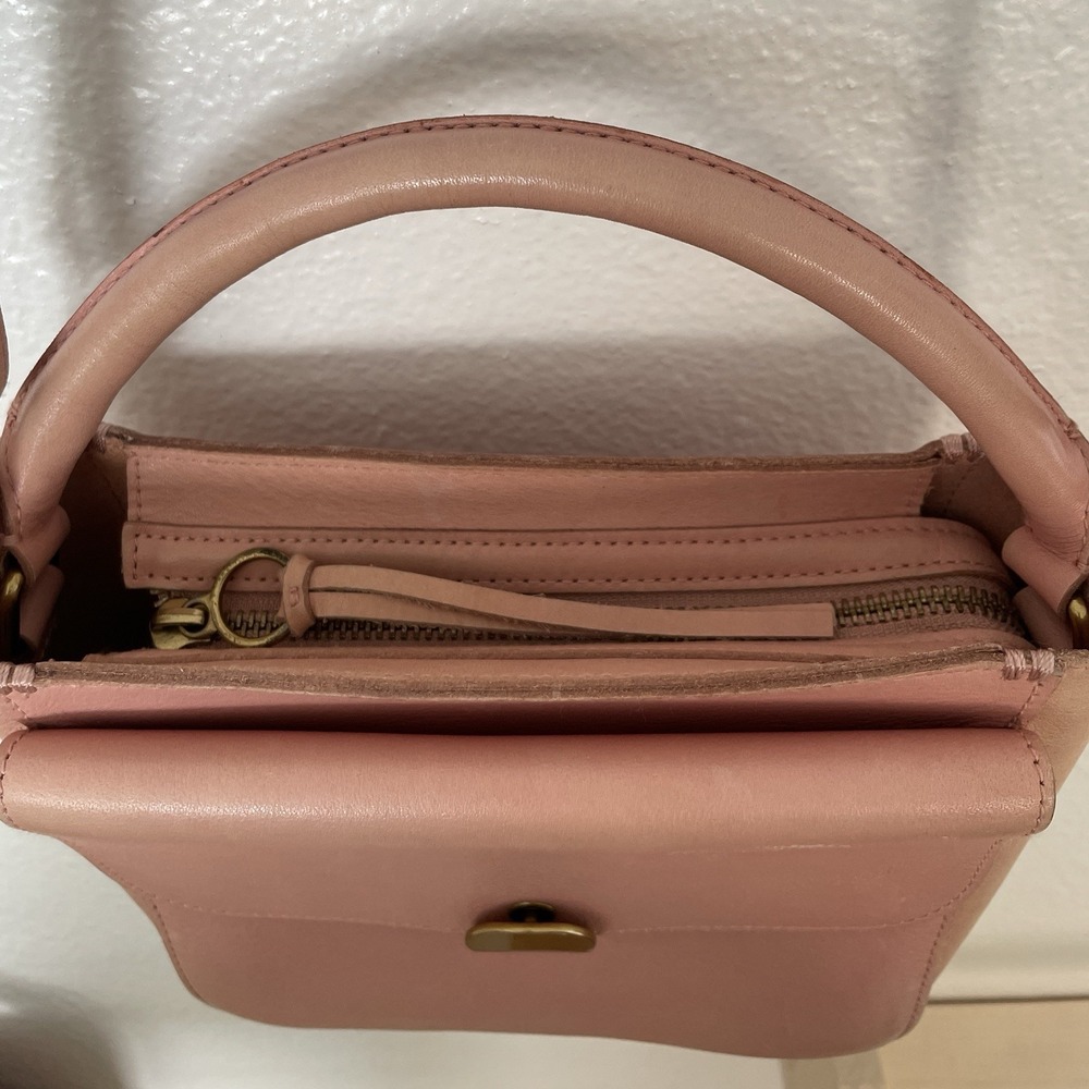 Madewell Mini Abroad Shoulder Bag Dusty Pink Leather Purse Adjustable Strap - Picture 3 of 4